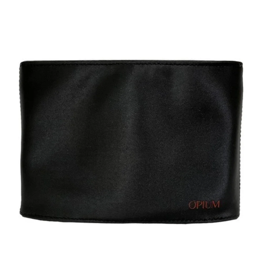 Yves Saint Laurent YSL Opium Black Zip Pouch Cosmetic Bag Clutch Purse
